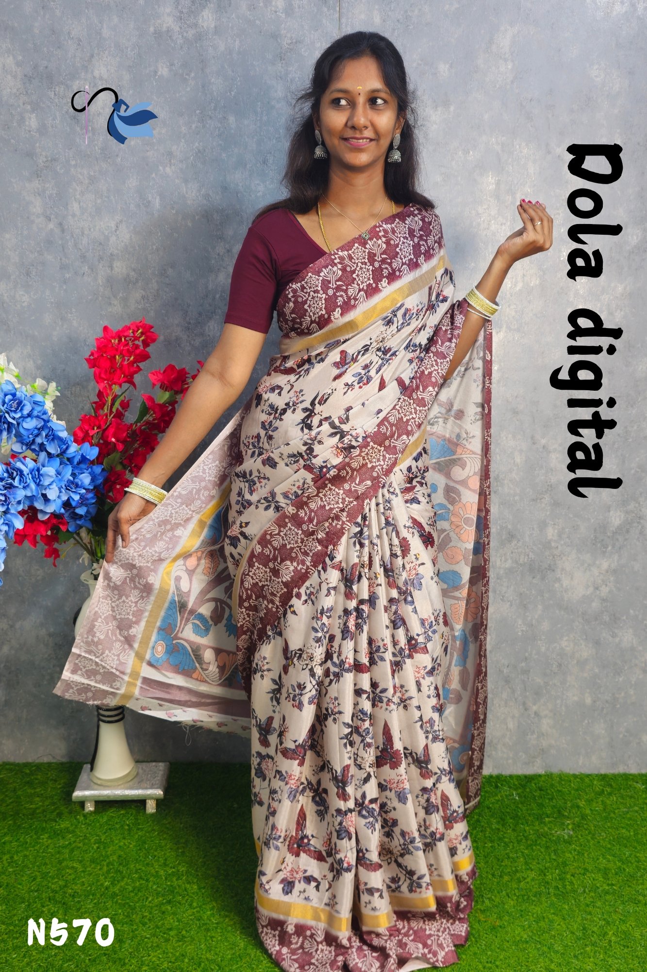 Celebrating the beauty of digital printing with this exquisite dola silk creation