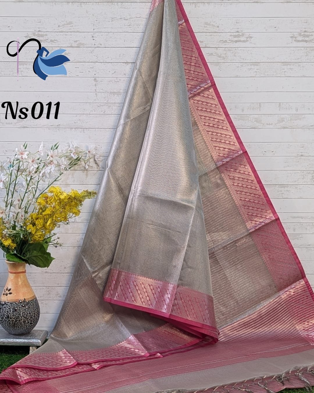 Brocade net tissue silk saree