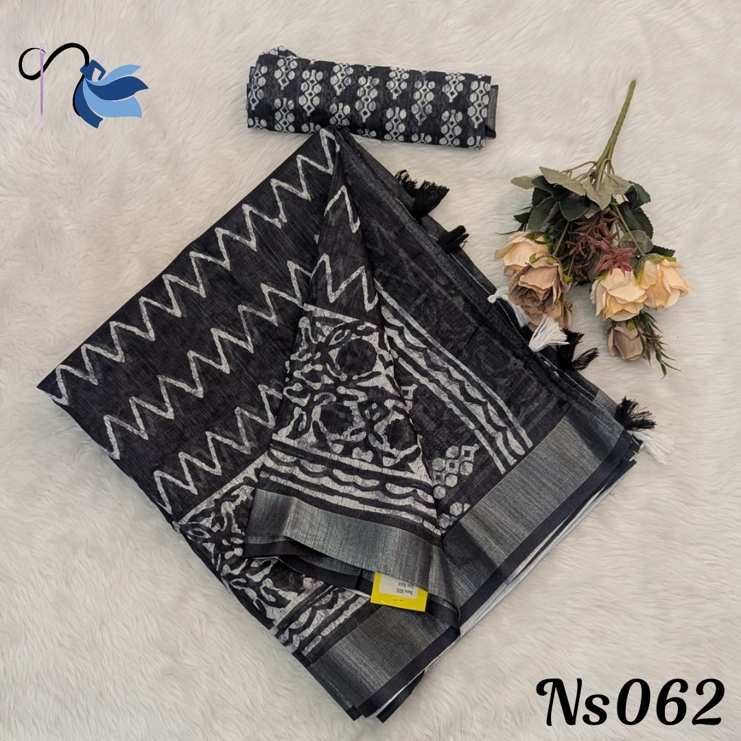 Linen cotton saree