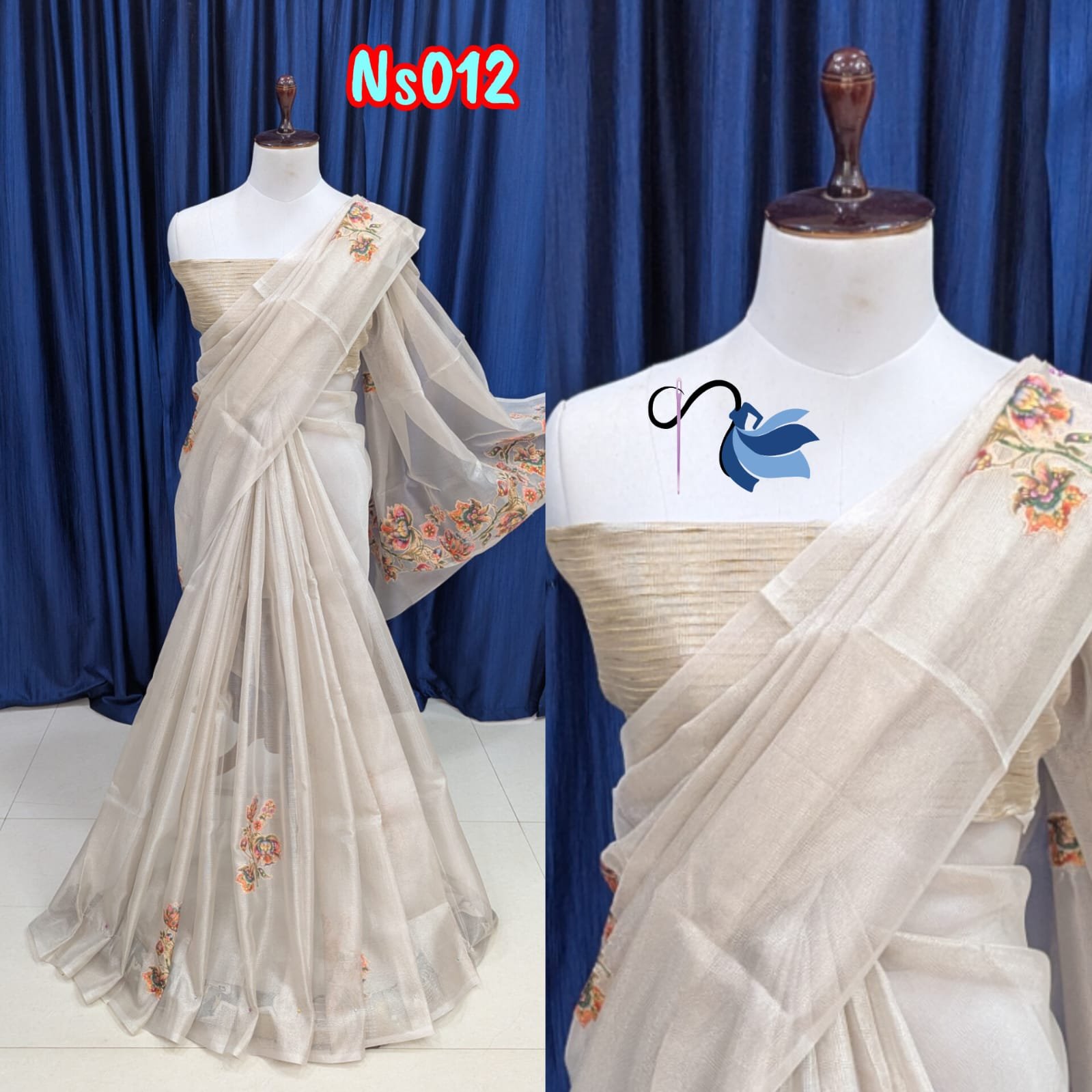 Applique tissue silk sarees